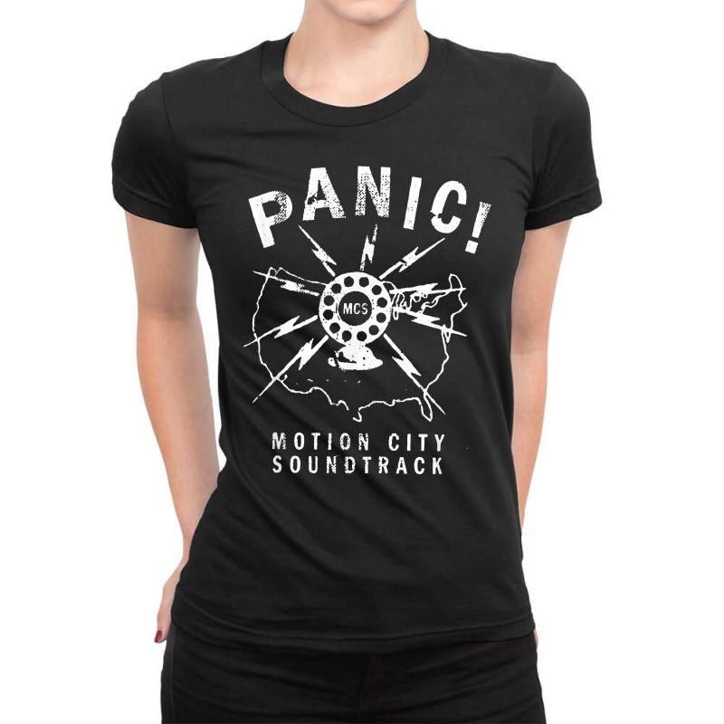 Motion City Soundtrack   Panic   Official Merchandise T Shirt Ladies Fitted T-Shirt by johnjosephmenk | Artistshot