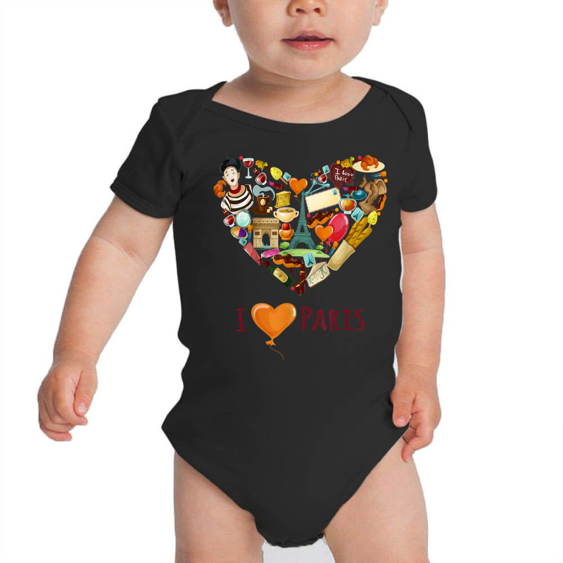 I Love Paris, Lovely Paris France Eiffel Tower Illustration T Shirt Baby Bodysuit by kasaqcsegurc | Artistshot