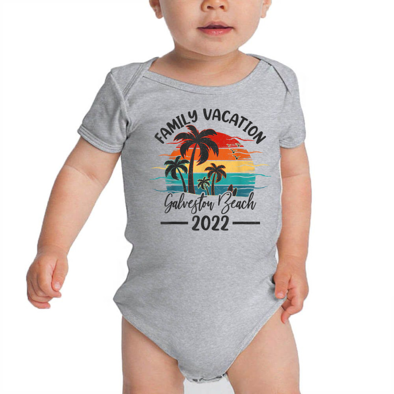 Retro Sunset Vintage Family Vacation 2022 Galveston Beach T Shirt Baby Bodysuit by waltervanderwilt1 | Artistshot