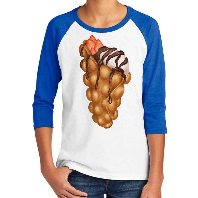 Bubble Waffle Ice Cream T  Shirt Egg Bubble Waffle Vanilla Ice Cream W Youth 3/4 Sleeve by salesmanhuh | Artistshot