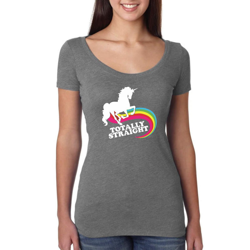 Totally Straight Funny Rainbow Unicorn Women's Triblend Scoop T-shirt by CUSER388 | Artistshot