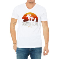 Womens Galveston Island Tx Texas Beach Palms Vacation Surf Sundown V N V-neck Tee | Artistshot