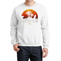 Womens Galveston Island Tx Texas Beach Palms Vacation Surf Sundown V N Crewneck Sweatshirt | Artistshot