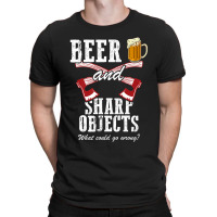 Lumberjack Beer And Sharp Objects Axe Throwing Funny Lumberjack Dad T-shirt | Artistshot