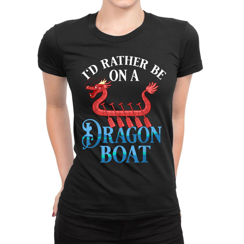 Dragon Boat Racing Festival Paddle Chinese Boating T Shirt Ladies Fitted T-Shirt by belewomritans | Artistshot