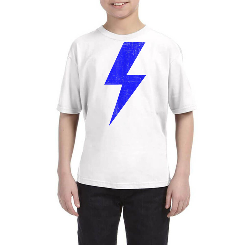 Awesome Retro Distressed Front & Back Blue Lightning Bolt T Shirt Youth Tee by farronpoppo | Artistshot