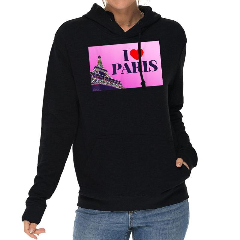 I Love Paris, Lovely Paris France Eiffel Tower Illustration T Shirt Lightweight Hoodie by kasaqcsegurc | Artistshot