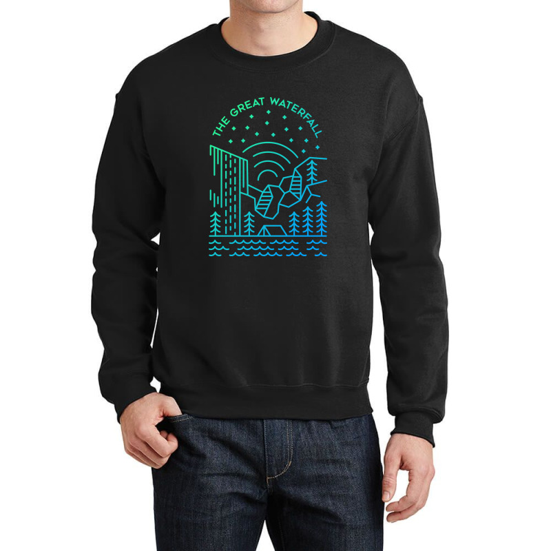 The Great Waterfall Crewneck Sweatshirt by VEKTORKITA | Artistshot