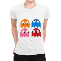 Pacman Ghosts Cool Retro 80s Ladies Fitted T-shirt | Artistshot