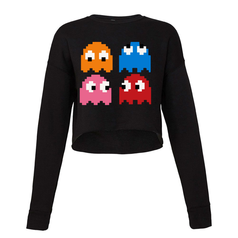 Pacman Ghosts Cool Retro 80s Cropped Sweater by wongnyleneh | Artistshot