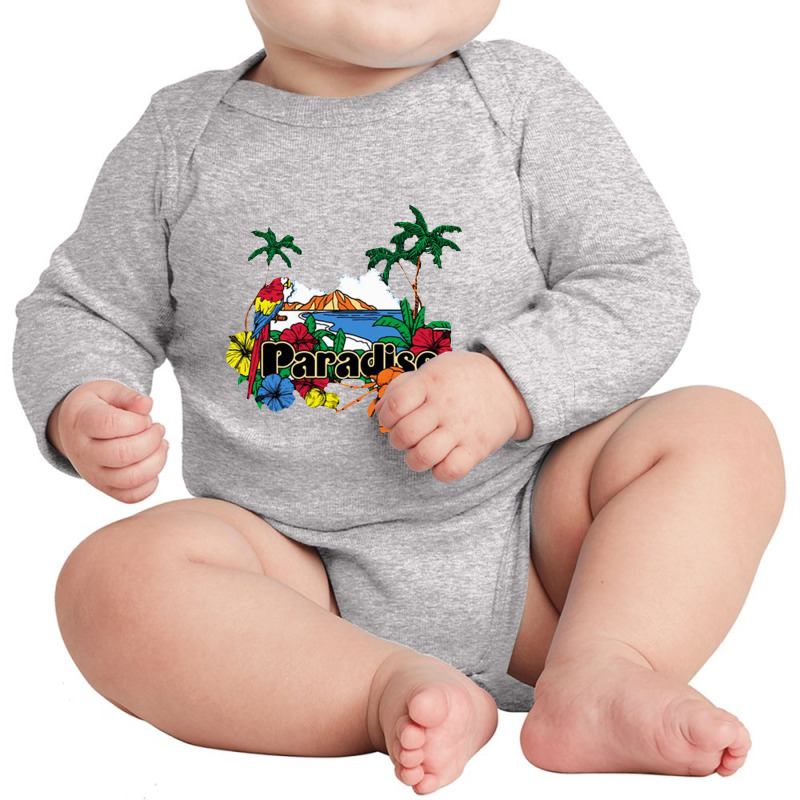 Paradise Island Long Sleeve Baby Bodysuit by wongnyleneh | Artistshot