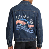 Mechanic Father And Son Father's Day Diesel Mechanic Dad Lad Matching Men Denim Jacket | Artistshot