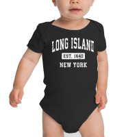 Long Island New York Ny Vintage Established Sports Design Pullover Hoo Baby Bodysuit | Artistshot