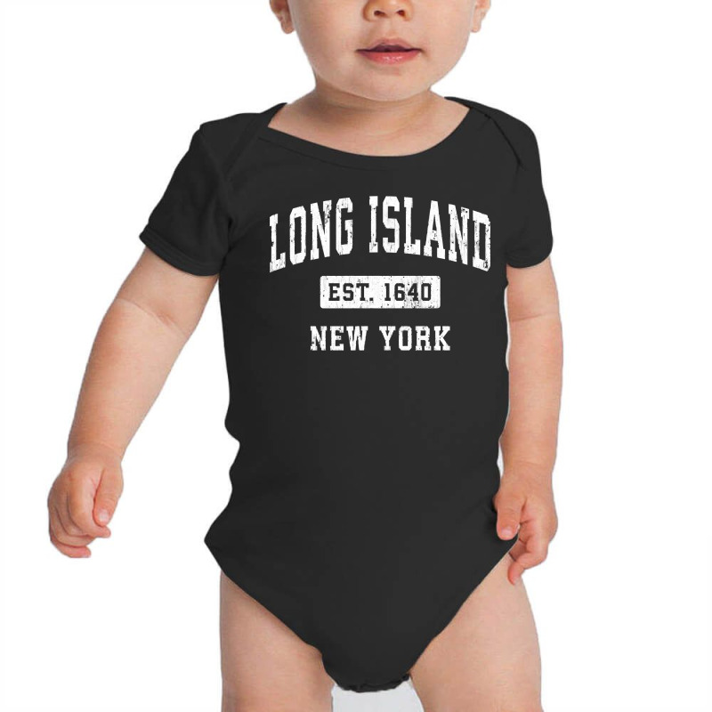 Long Island New York Ny Vintage Established Sports Design Pullover Hoo Baby Bodysuit by copedoire | Artistshot