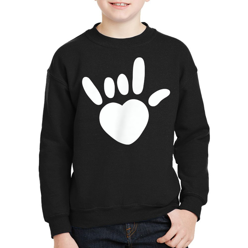 Asl Love Sign American Sign Language Deaf Awareness Heart T Shirt Youth Sweatshirt by franceskagilland | Artistshot