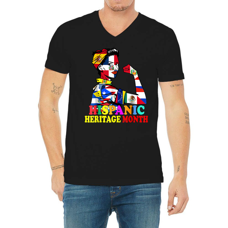 National Hispanic Heritage Month Proud Dominica Latino Women T Shirt V-Neck Tee by belewomritans | Artistshot