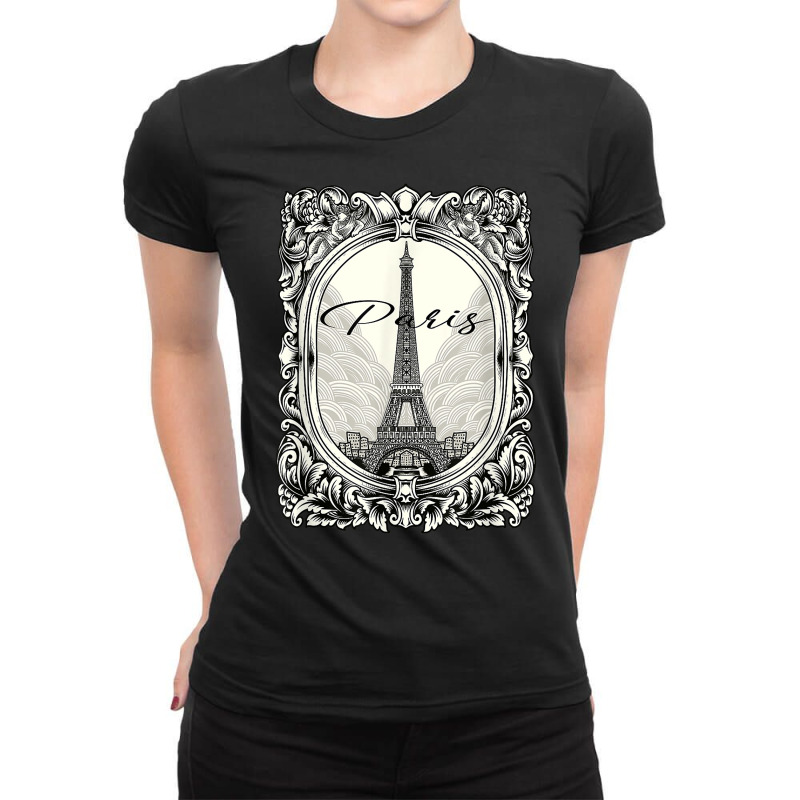 Lovely Vintage Retro Paris France Eiffel Tower Illustration T Shirt Ladies Fitted T-Shirt by kasaqcsegurc | Artistshot