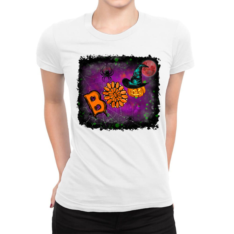 Boo Gemstone Halloween Pumpkin Ladies Fitted T-Shirt by RanaPortraitStore | Artistshot