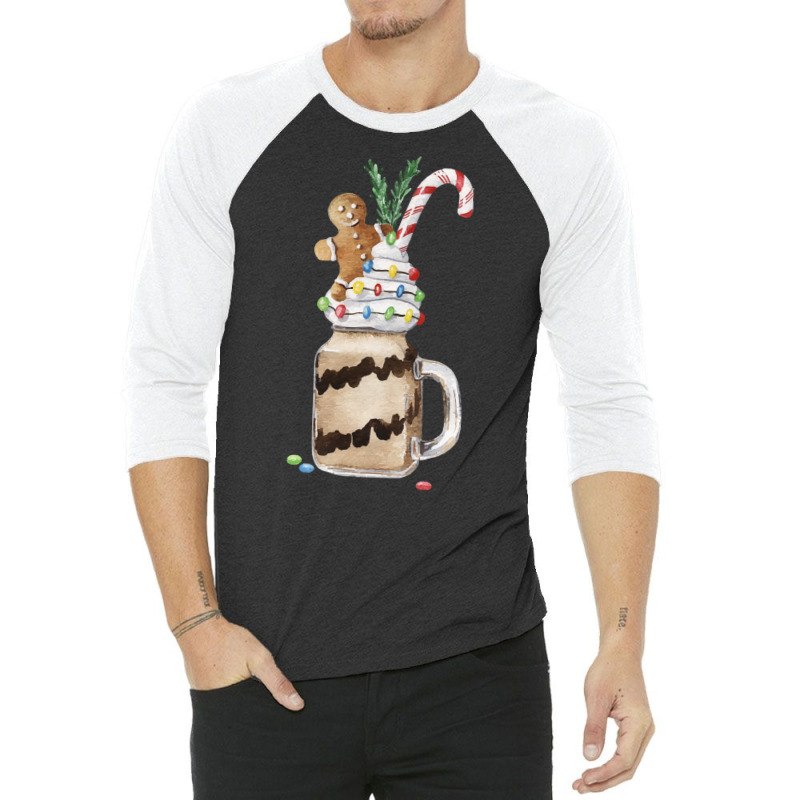 Gingerbread Man Candy Monstershake T  Shirt Christmas Gingerbread Choc 3/4 Sleeve Shirt by salesmanhuh | Artistshot