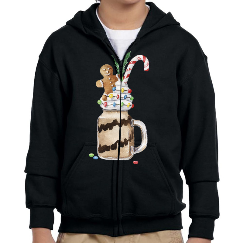 Gingerbread Man Candy Monstershake T  Shirt Christmas Gingerbread Choc Youth Zipper Hoodie by salesmanhuh | Artistshot