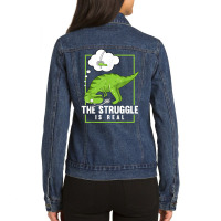 The Struggle Is Real Sword Fighting Dinosaur Fencer Fencing T Shirt Ladies Denim Jacket | Artistshot