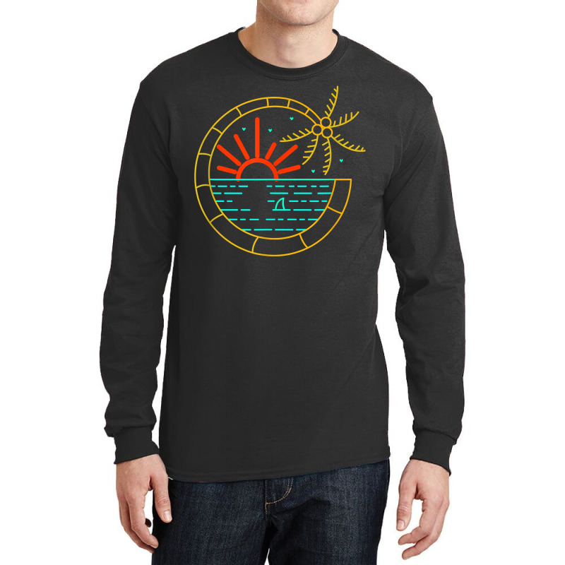 Island Vibes Are Good Vibes Sunset Palm Tree T Shirt Long Sleeve Shirts by tandonwelters | Artistshot