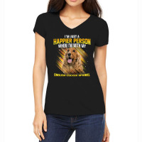 Dog English Cocker Spaniel Im Just A Happier Person Puppy Paw Women's V-neck T-shirt | Artistshot