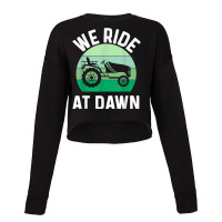 Mens We Ride At Dawn Lawnmower Shirt Lawn Mowing Dad Yard Work T Shirt Cropped Sweater | Artistshot