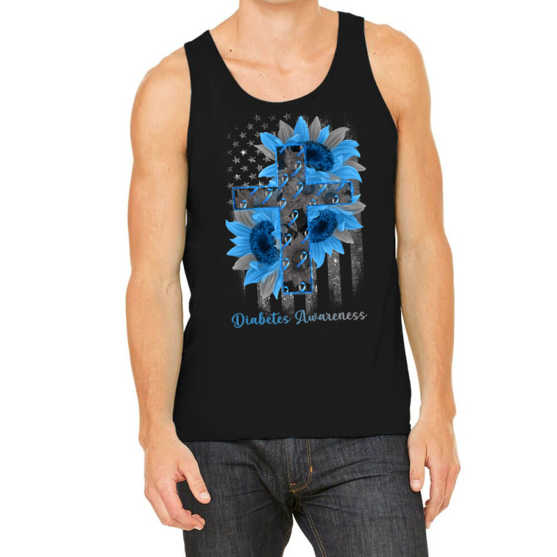 Diabetes Diabetic Blue Ribbon Sunflower Christian Cross 61 Diabetes Aw Tank Top by pester | Artistshot