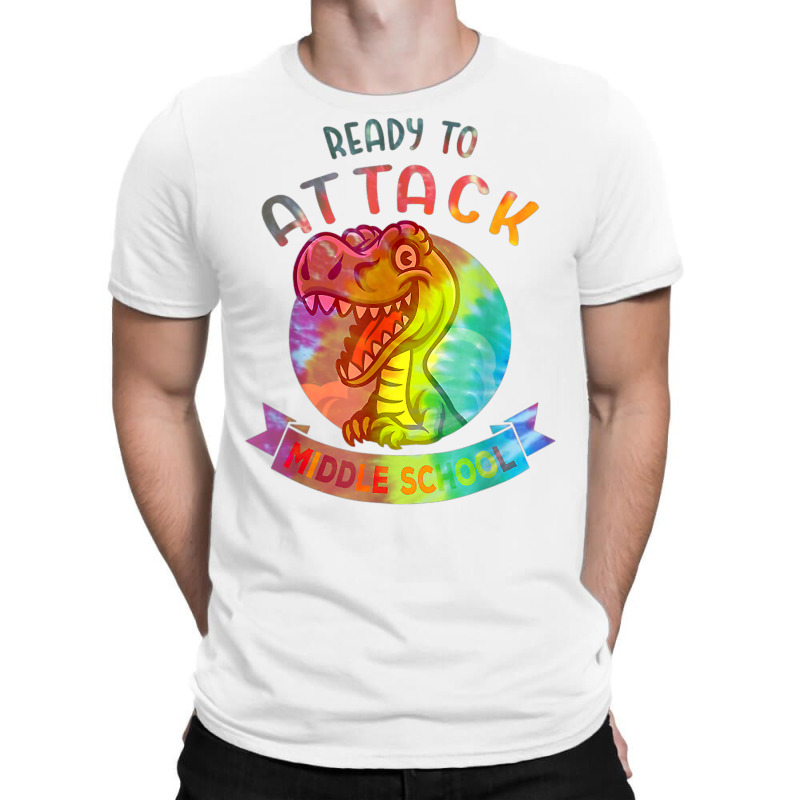 Tie Dye Ready To Attack Middle Back To School Dinosaur T Shirt T-shirt | Artistshot