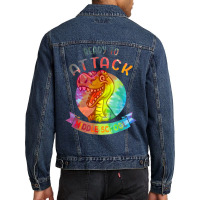 Tie Dye Ready To Attack Middle Back To School Dinosaur T Shirt Men Denim Jacket | Artistshot