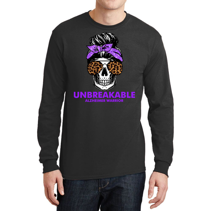 Alzheimers Unbreakable Alzheimer Warrior Skull Halloweenfor Woman 22 A Long Sleeve Shirts | Artistshot