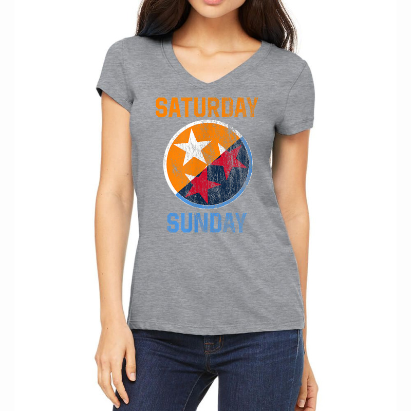 Tennessee Weekend Fan Of The Vols Football Orange White Flag T Shirt Women's V-Neck T-Shirt by tandonwelters | Artistshot