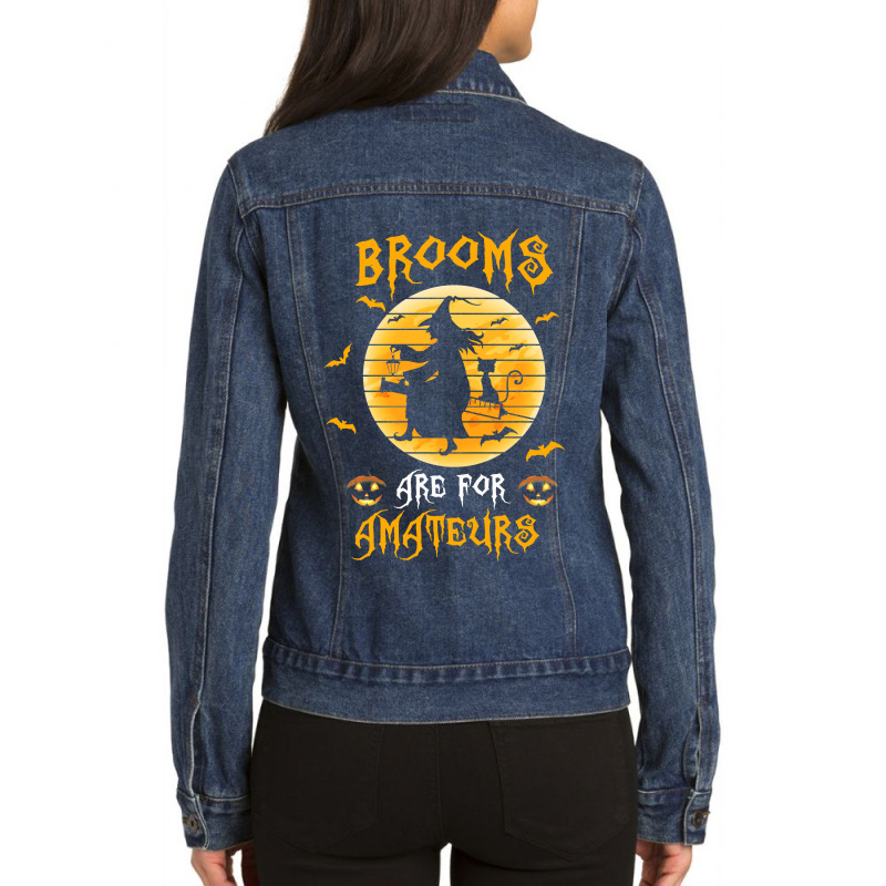 Nurse Nurse Halloween Brooms Are For Amateurs 17 Nursing Ladies Denim Jacket by coolquirrell | Artistshot