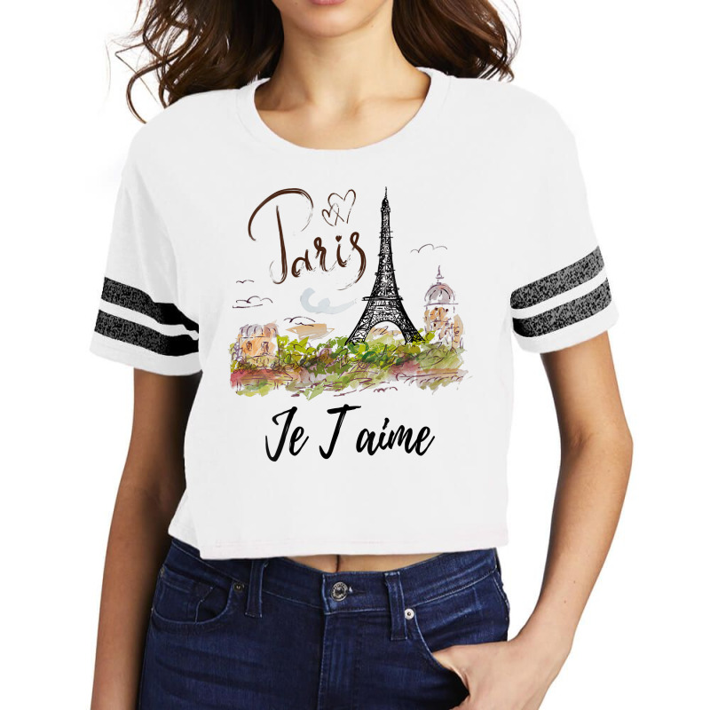 Womens Eiffel Tower Paris Shirt Vintage I Love Paris France City V Nec Scorecard Crop Tee by johnjosephmenk | Artistshot