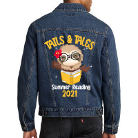 Tails And Tales Summer Reading 2021 Sloth Book Lovers T Shirt Men Denim Jacket | Artistshot