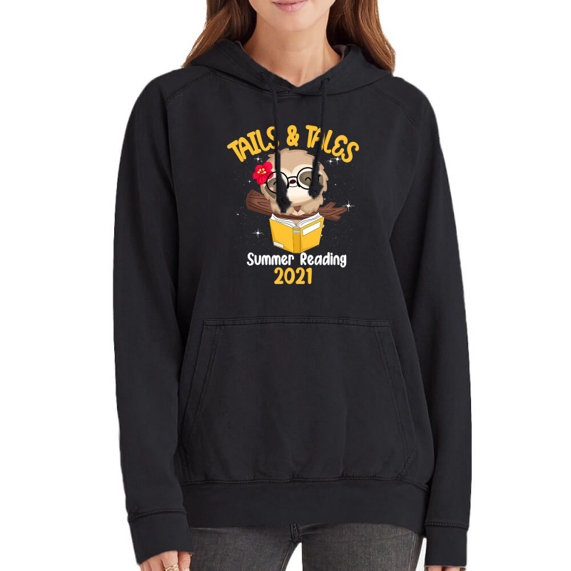 Tails And Tales Summer Reading 2021 Sloth Book Lovers T Shirt Vintage Hoodie | Artistshot