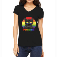 Womens Funny American Shorthair Cat Rainbow Gay Pride Lgbtq Women's V-neck T-shirt | Artistshot