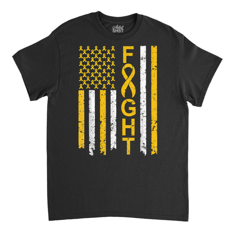 Distressed Fight Childhood Cancer Awareness American Flag T Shirt Classic T-shirt by kasaqcsegurc | Artistshot