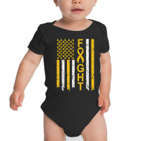 Distressed Fight Childhood Cancer Awareness American Flag T Shirt Baby Bodysuit | Artistshot