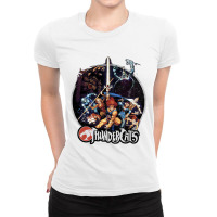 Thundercats Group Shot Vintage Circle T Shirt Ladies Fitted T-shirt | Artistshot