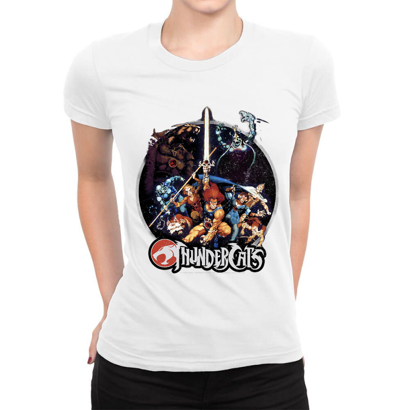 Thundercats Group Shot Vintage Circle T Shirt Ladies Fitted T-Shirt by HUUY | Artistshot