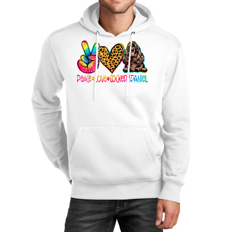 Peace Love Cocker Spaniel Tie Dye Dog Lover T Shirt Unisex Hoodie by caroldian | Artistshot