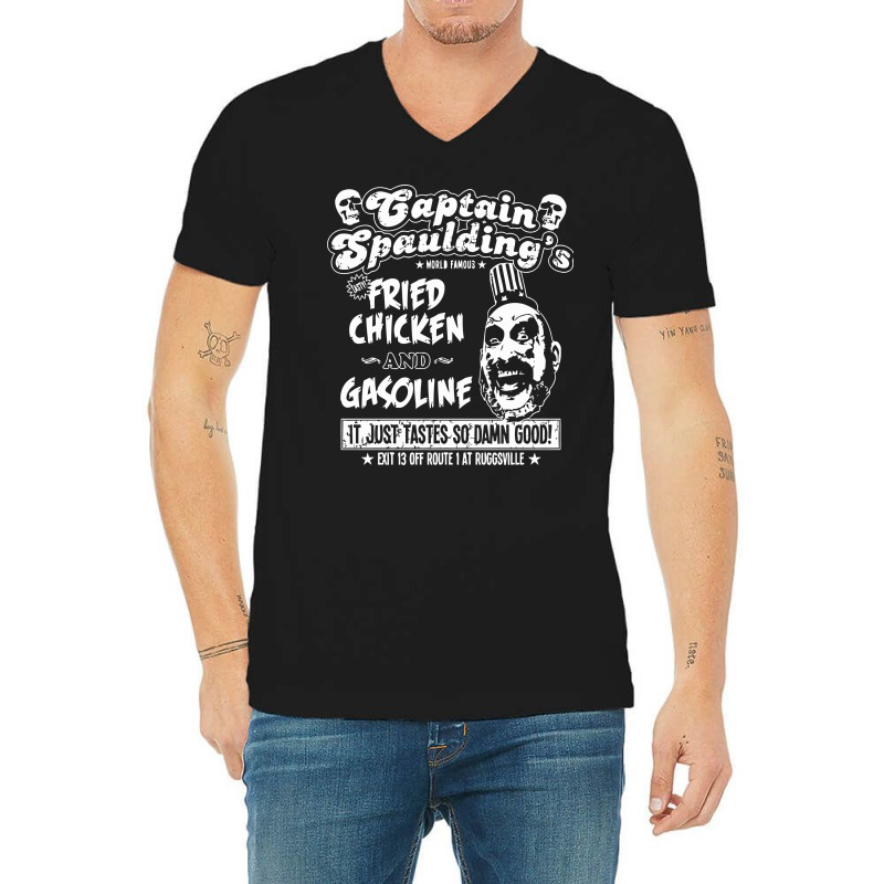 Captain Spaulding's Fried Chicken And Gasoline V-neck Tee | Artistshot