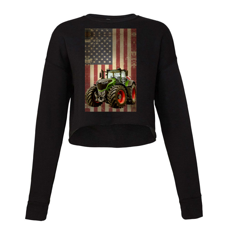 Farm Tractors Distressed Usa Flag Combine Tractor Farming Cropped Sweater by MichaelAlavarado | Artistshot