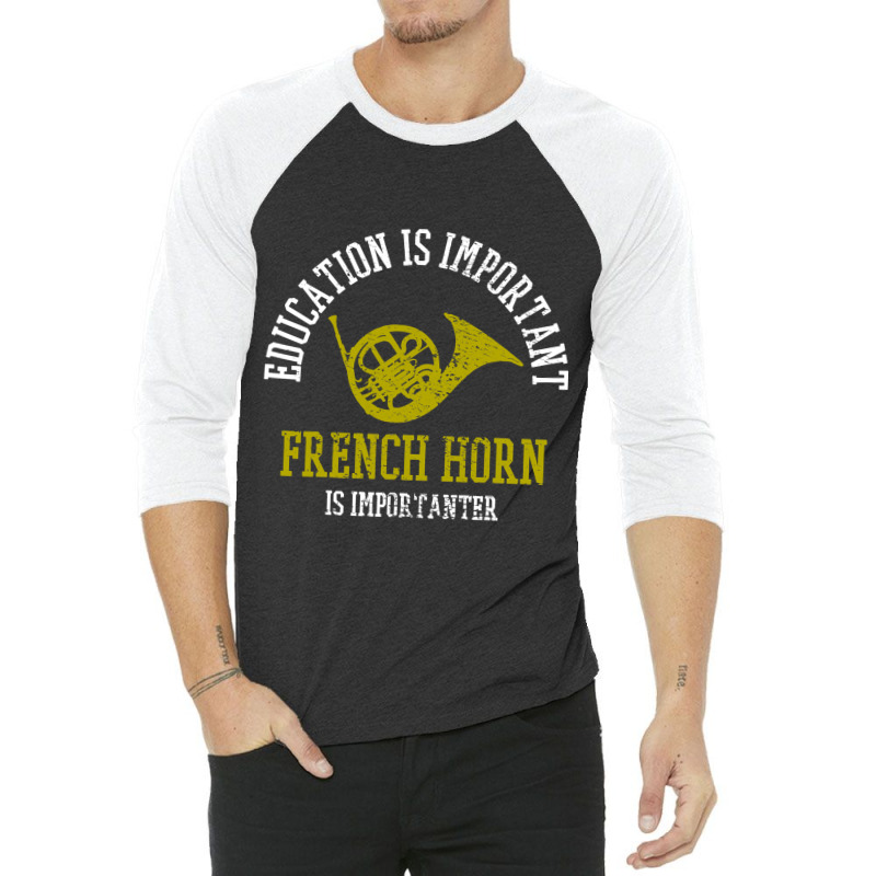 Vintage French Horn Player Instrument Music Teacher T Shirt 3/4 Sleeve Shirt | Artistshot