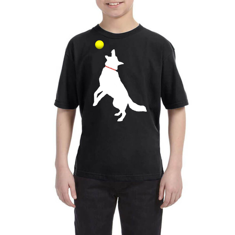 White German Shepherd Dog Gsd Catching Yellow Tennis Ball T Shirt Youth Tee | Artistshot