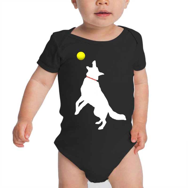 White German Shepherd Dog Gsd Catching Yellow Tennis Ball T Shirt Baby Bodysuit | Artistshot