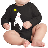 White German Shepherd Dog Gsd Catching Yellow Tennis Ball T Shirt Long Sleeve Baby Bodysuit | Artistshot