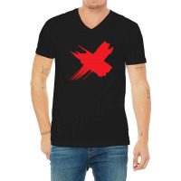 Red X V-neck Tee | Artistshot